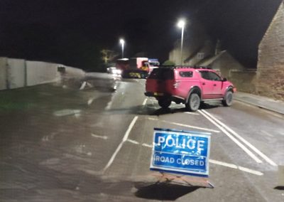 Police road closure — night-time incident response
