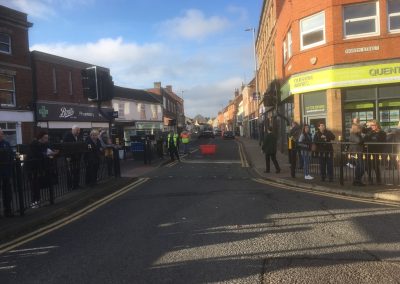 Traffic management at a town road closure