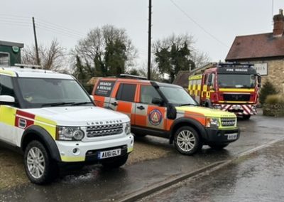 CRL vehicle alongside fire & rescue during a flooding incident in Edenham January 2025